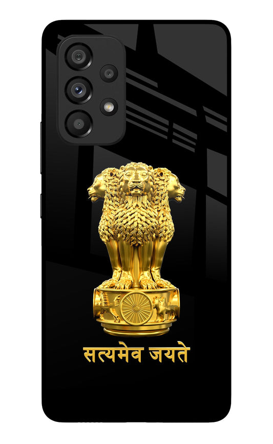 Satyamev Jayate Golden Samsung A53 5G Glass Case