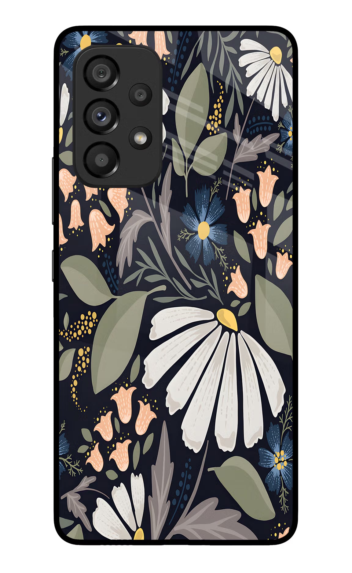 Flowers Art Samsung A53 5G Glass Case Back Cover by Casekaro