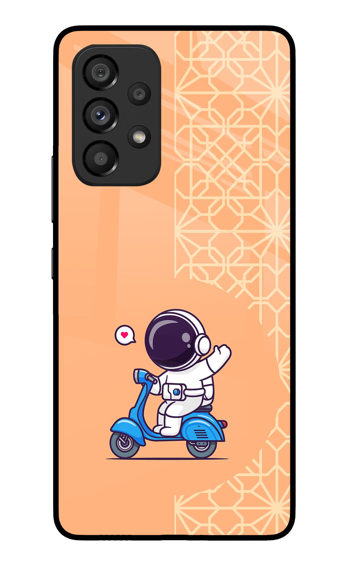 Cute Astronaut Riding Samsung A53 5G Glass Case Back Cover by Casekaro