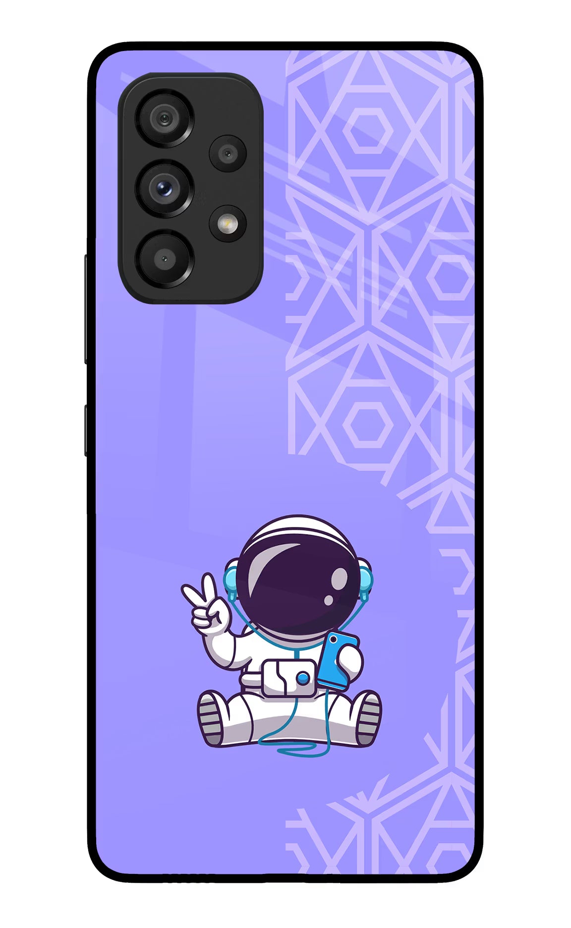 Cute Astronaut Chilling Samsung A53 5G Glass Case Back Cover by Casekaro