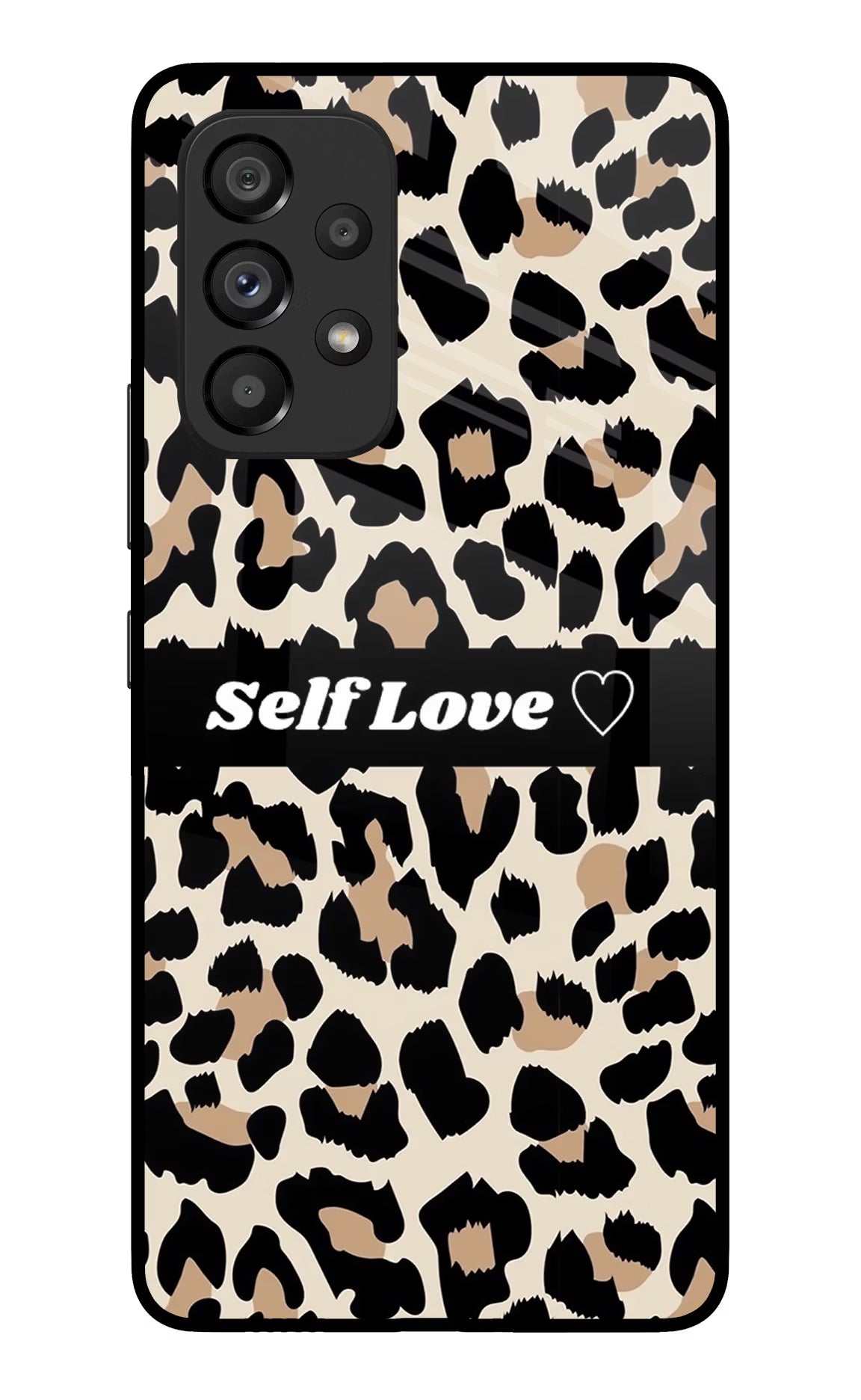 Leopard Print Self Love Samsung A53 5G Glass Case Back Cover by Casekaro