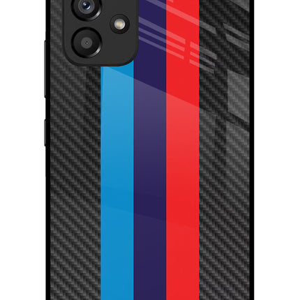 BMW Stripes Pattern Samsung A53 5G Glass Case Back Cover by Casekaro