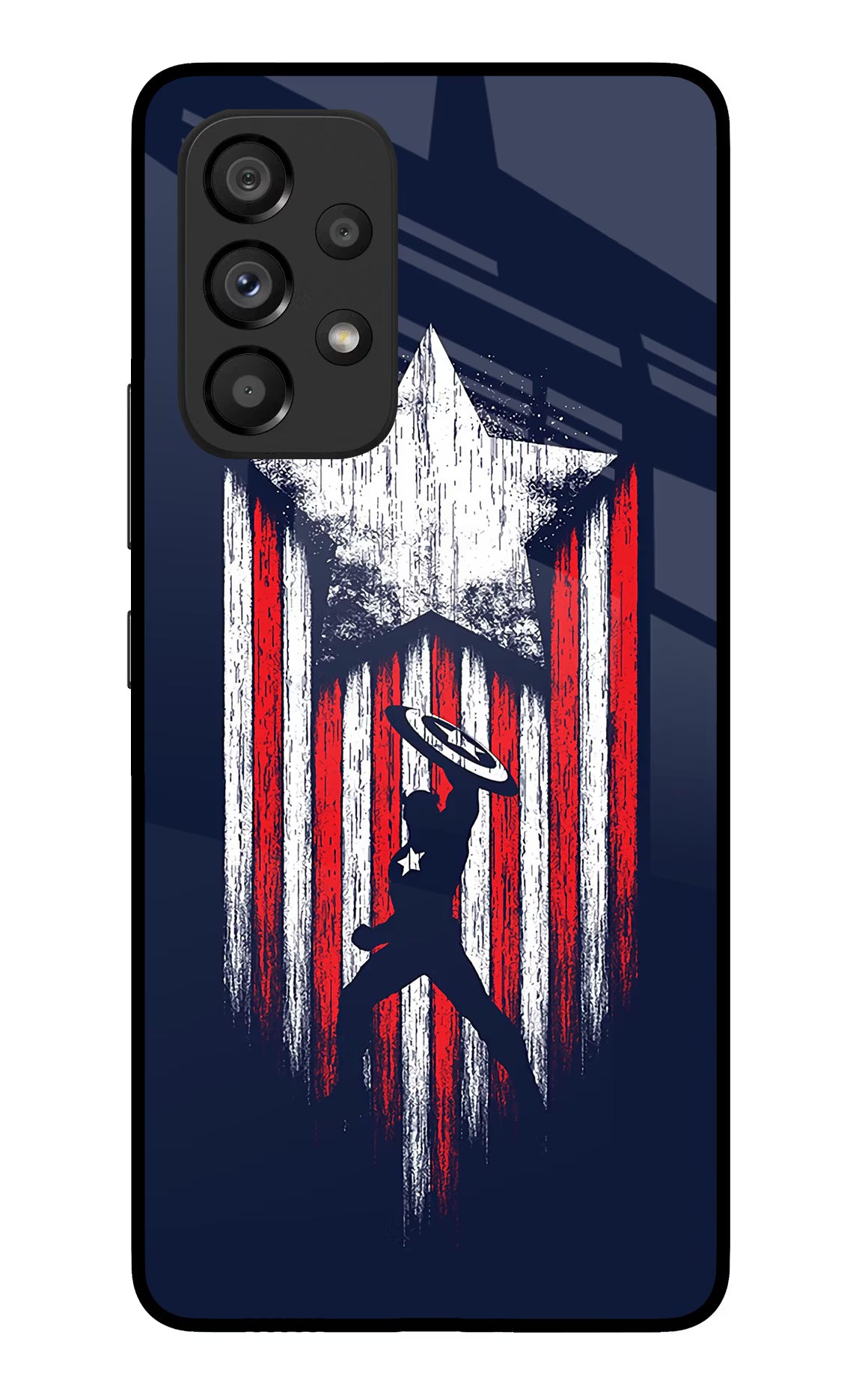 Captain America Marvel Art Samsung A53 5G Glass Case Back Cover by Casekaro
