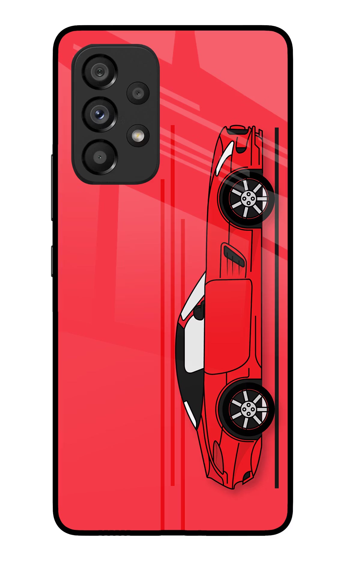 Red Velocity Samsung A53 5G Glass Case Back Cover by Casekaro