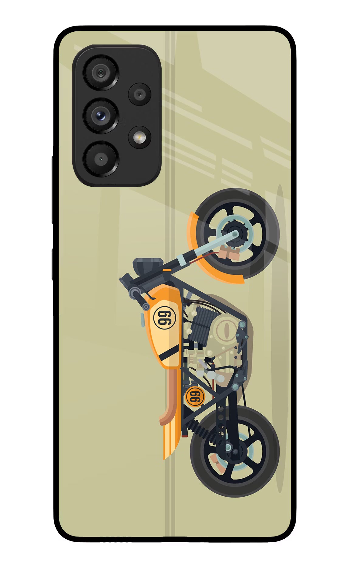 Vertical Speedster Samsung A53 5G Glass Case Back Cover by Casekaro