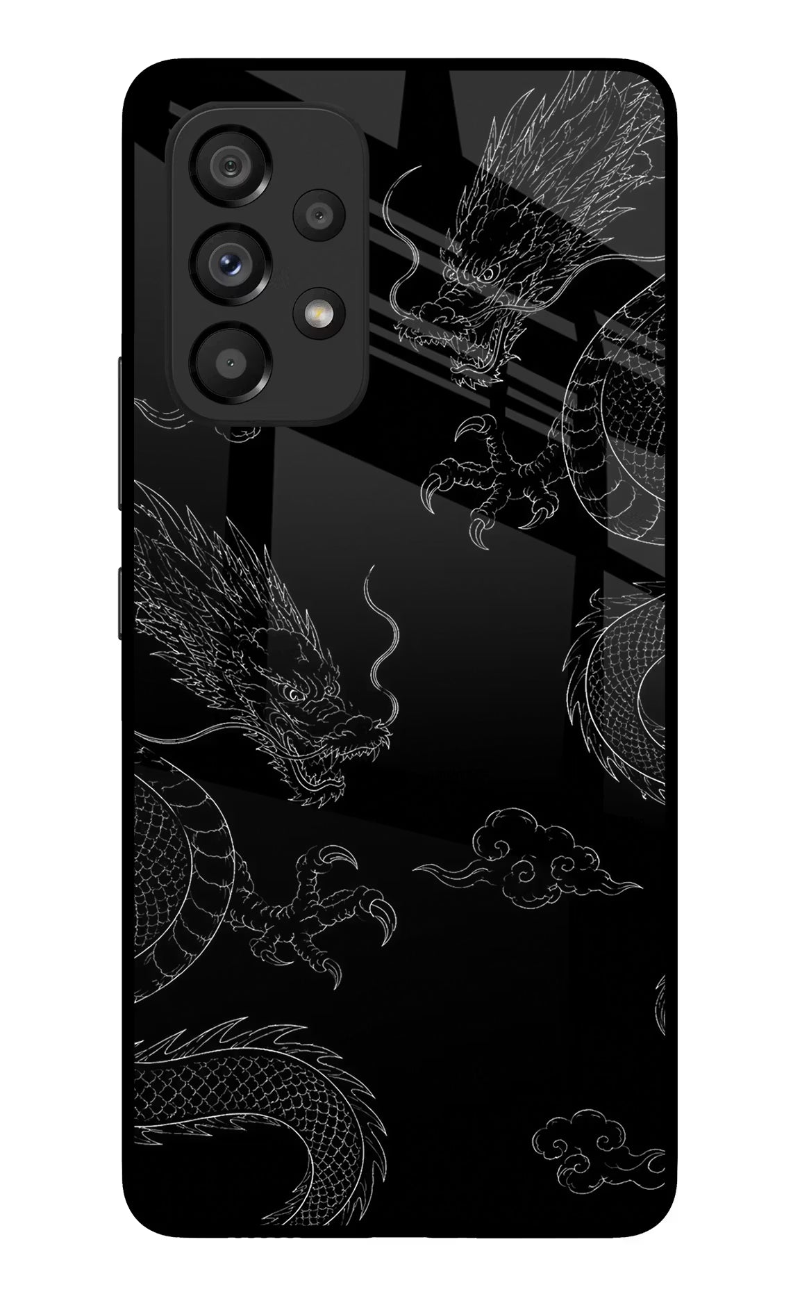 Twin Dragons Samsung A53 5G Glass Case Back Cover by Casekaro