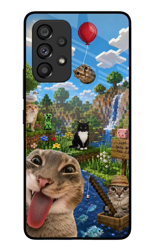 Minecraft Cat Chaos Samsung A53 5G Glass Case