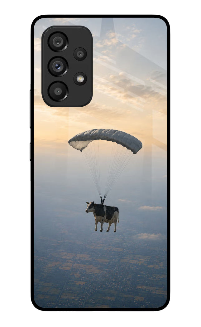 Skydiving Cow Samsung A53 5G Glass Case