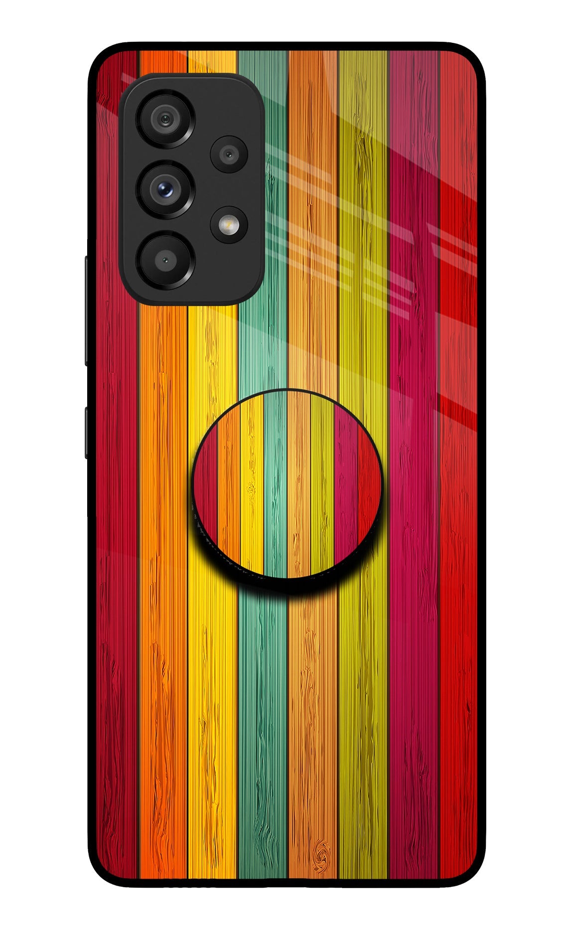 Multicolor Wooden Samsung A53 5G Glass Case