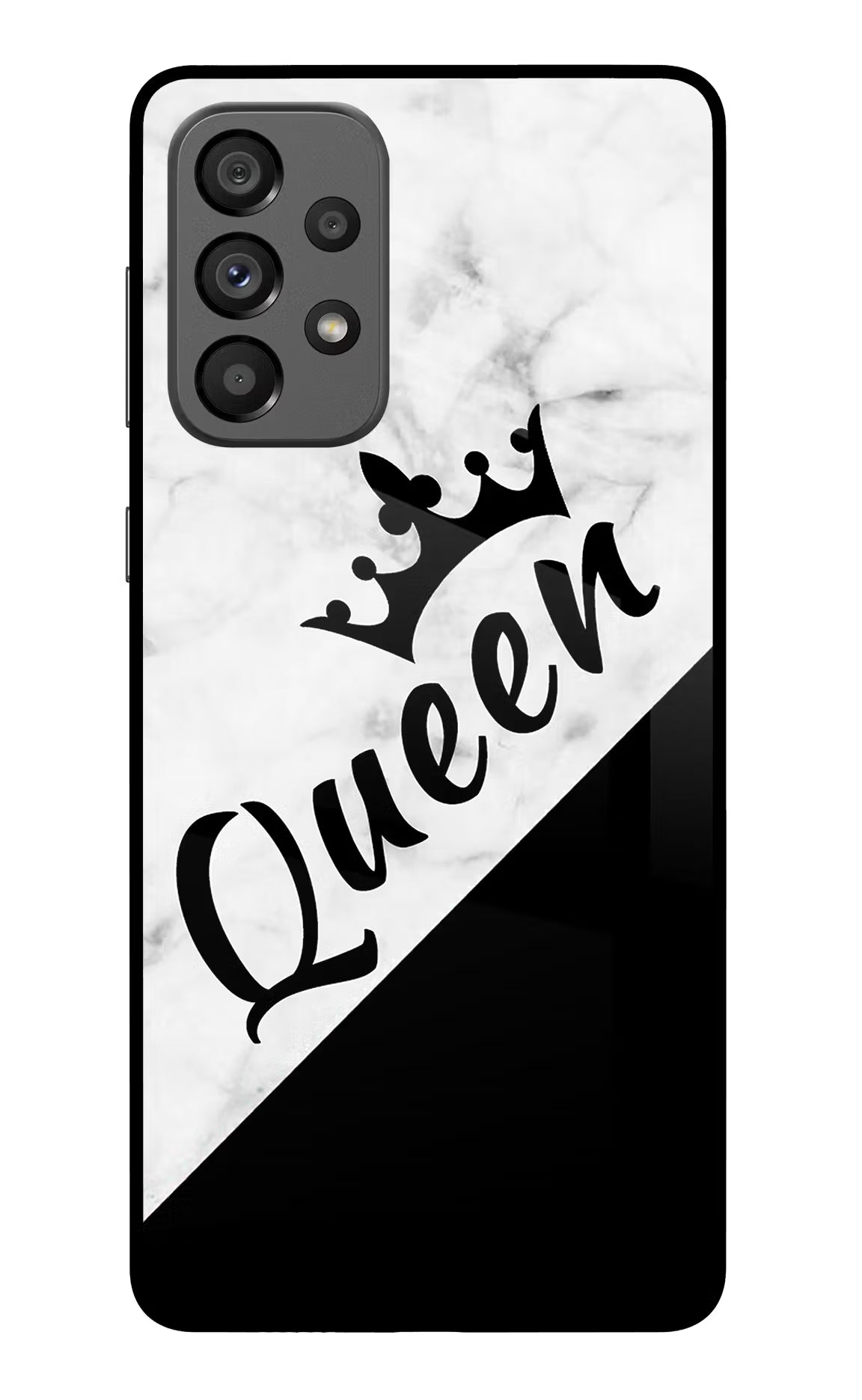 Queen Samsung A73 5G Glass Case Back Cover by Casekaro