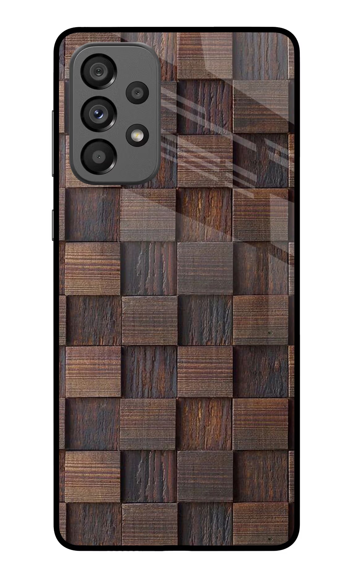 Wooden Cube Design Samsung A73 5G Glass Case Back Cover by Casekaro