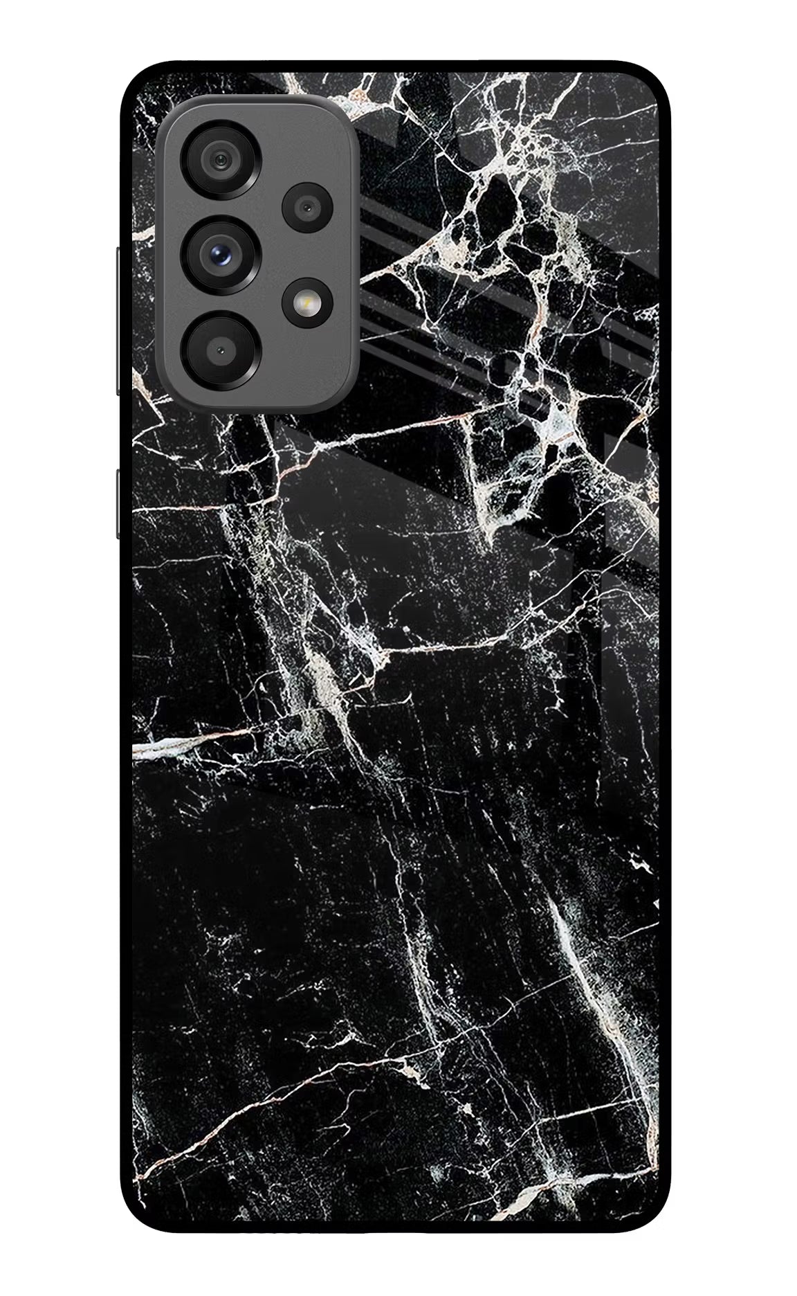 Black Marble Texture Samsung A73 5G Glass Case Back Cover by Casekaro