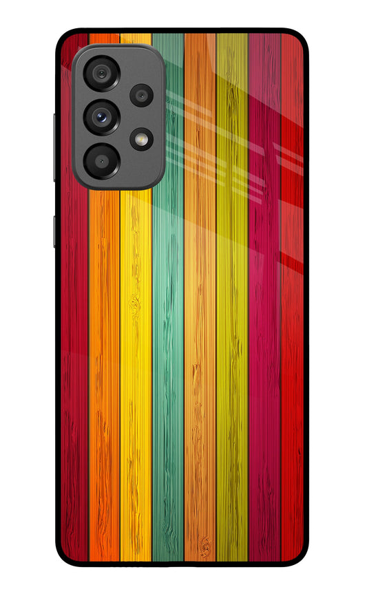 Multicolor Wooden Samsung A73 5G Glass Case