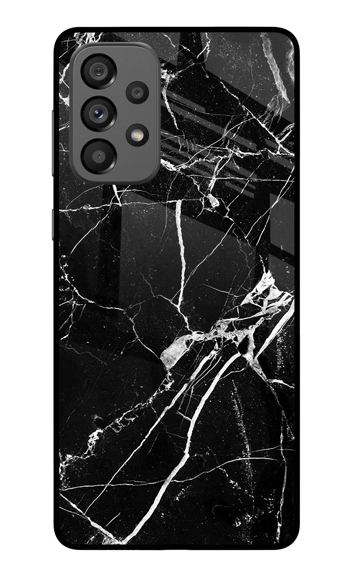 Black Marble Pattern Samsung A73 5G Glass Case Back Cover by Casekaro