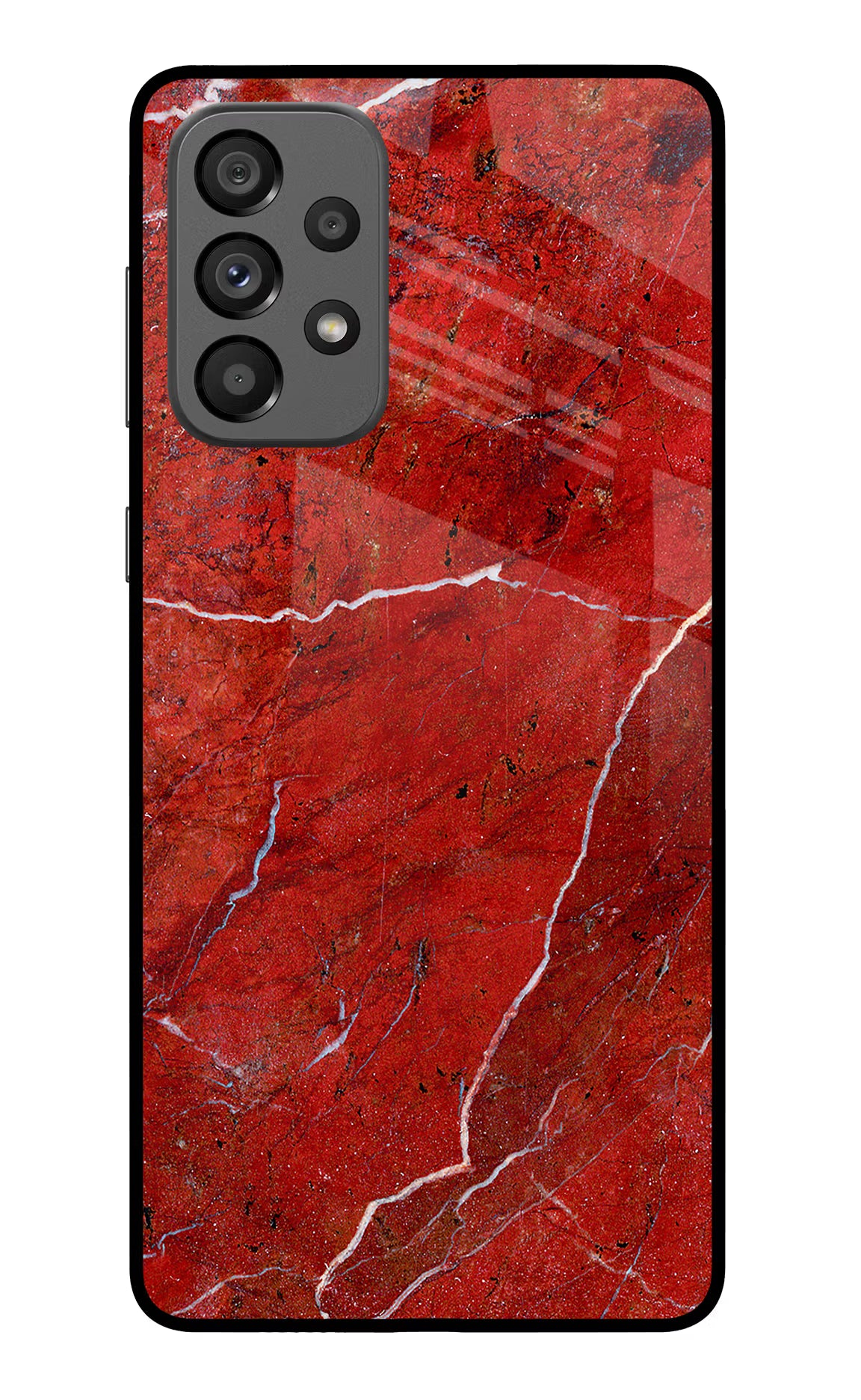 Red Marble Design Samsung A73 5G Glass Case Back Cover by Casekaro
