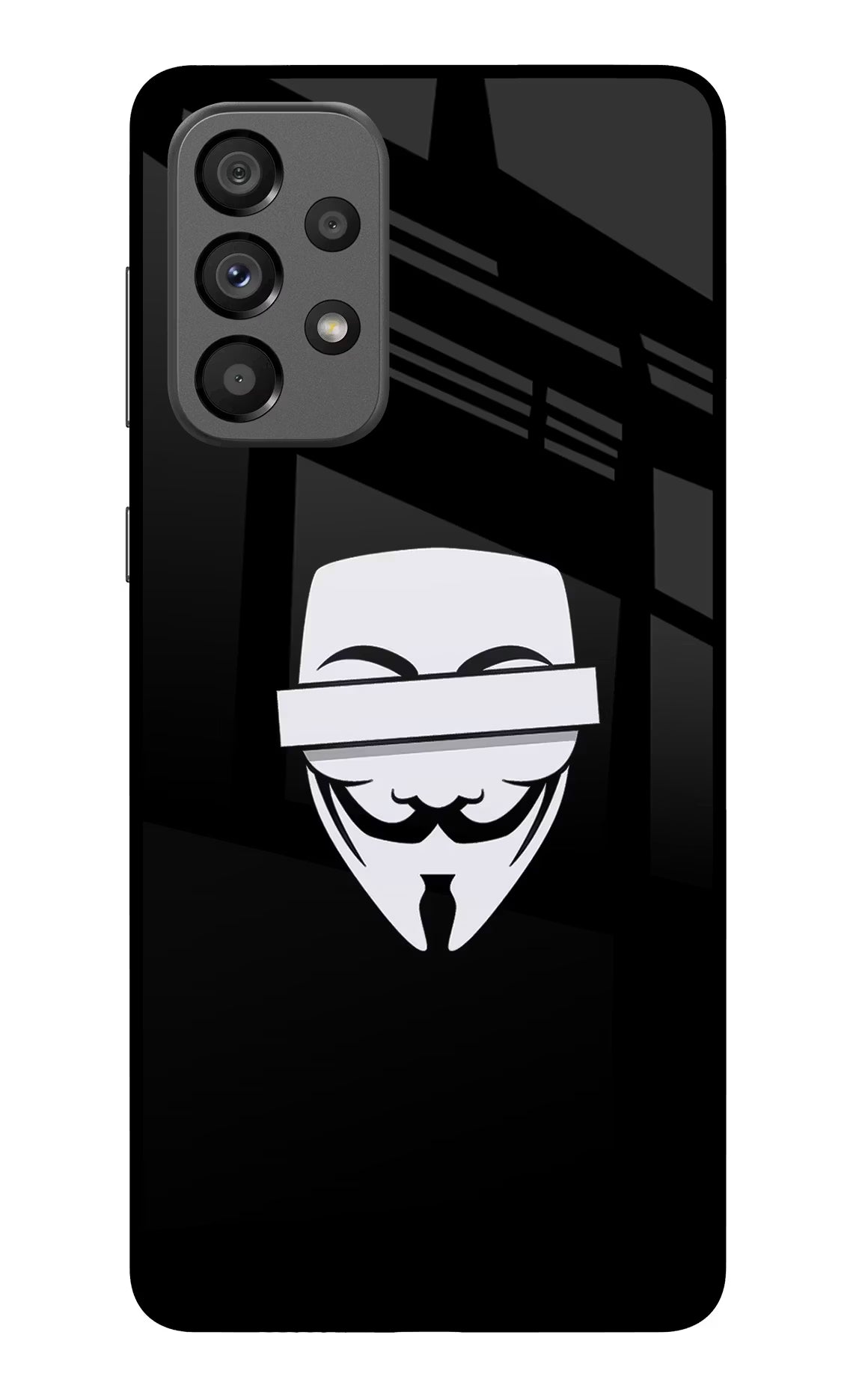 Anonymous Face Samsung A73 5G Glass Case Back Cover by Casekaro