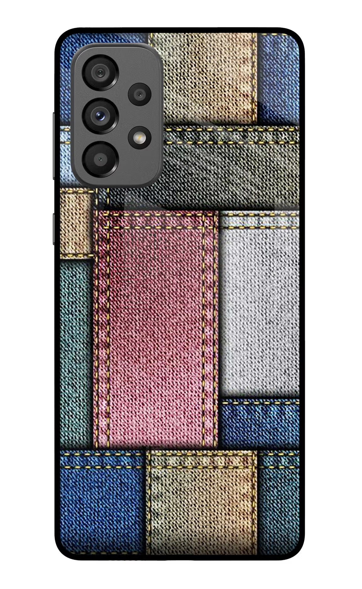 Multicolor Jeans Samsung A73 5G Glass Case
