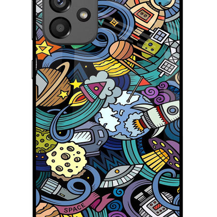 Space Abstract Samsung A73 5G Glass Case Back Cover by Casekaro