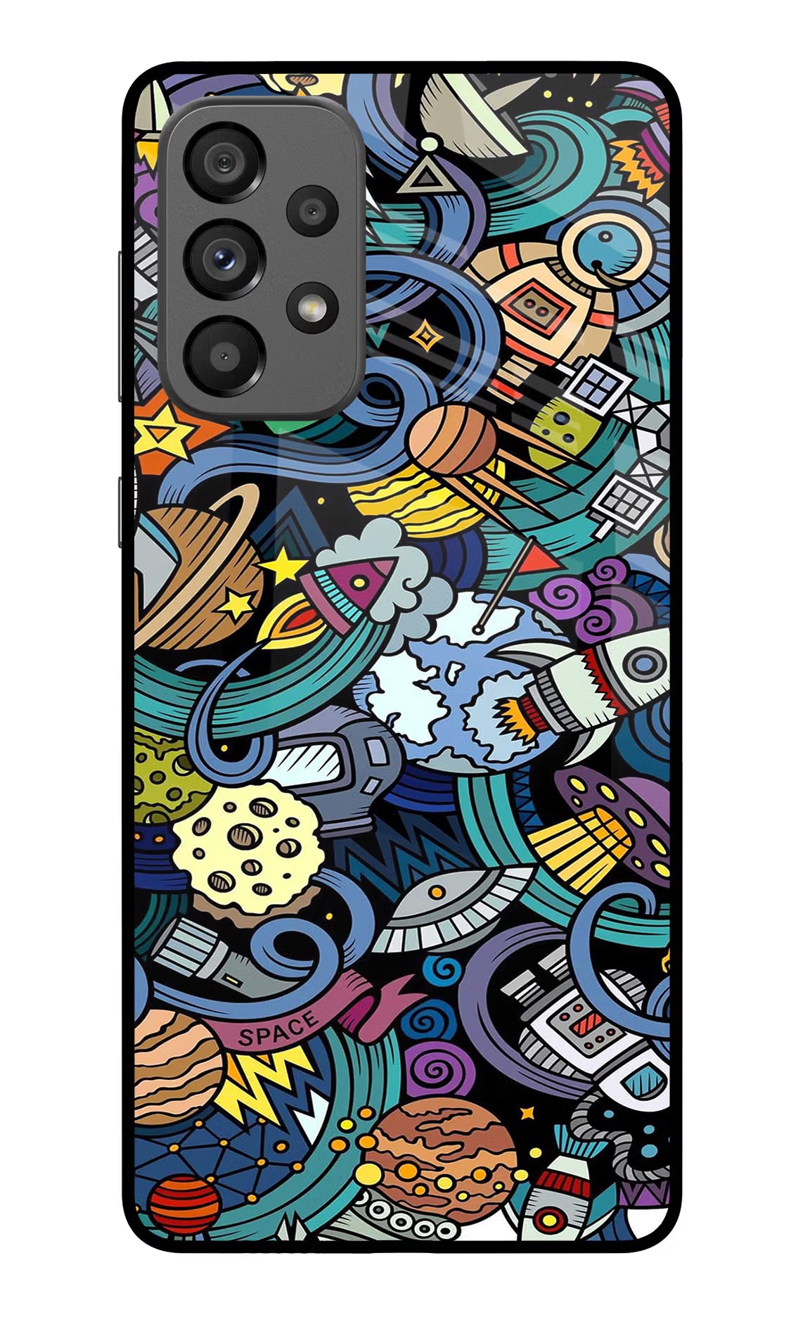 Space Abstract Samsung A73 5G Glass Case Back Cover by Casekaro