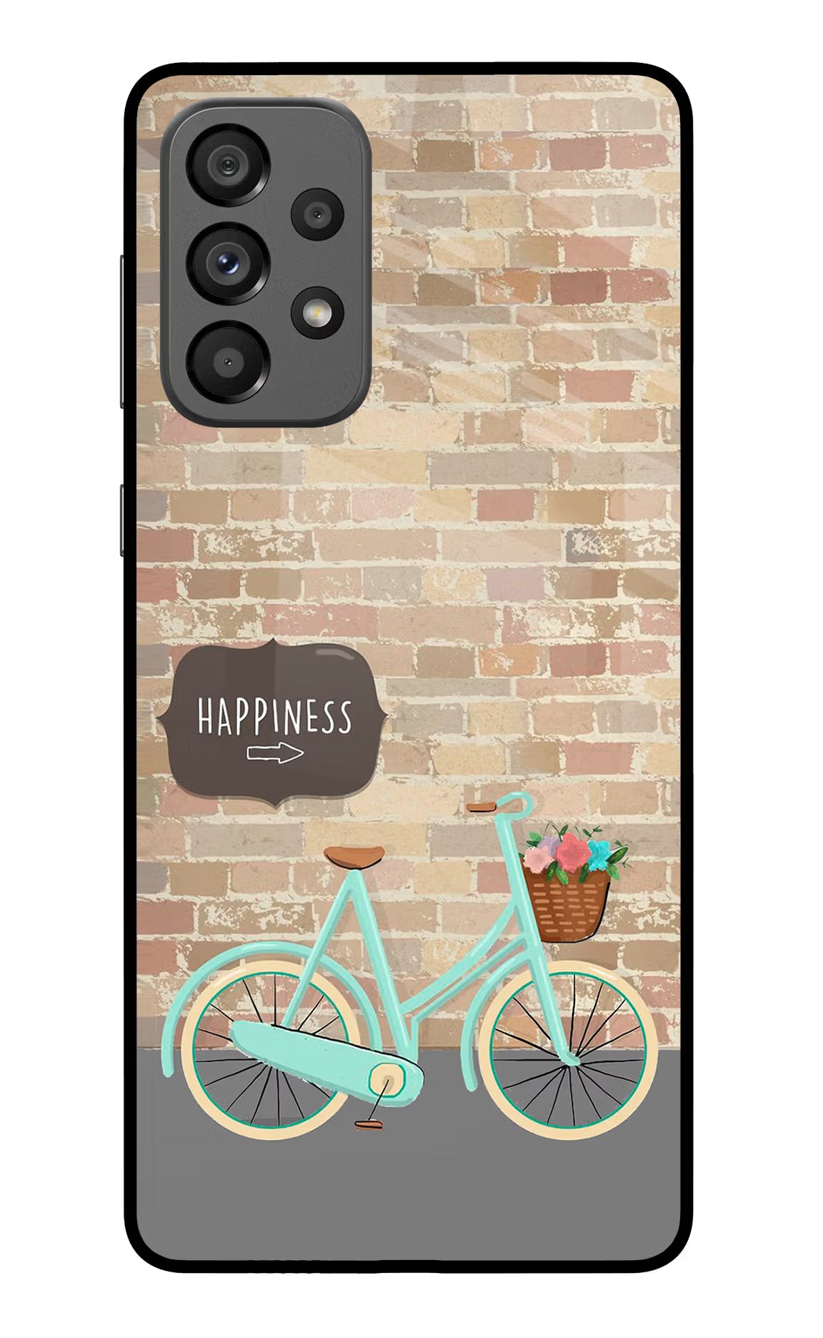 Happiness Artwork Samsung A73 5G Glass Case Back Cover by Casekaro
