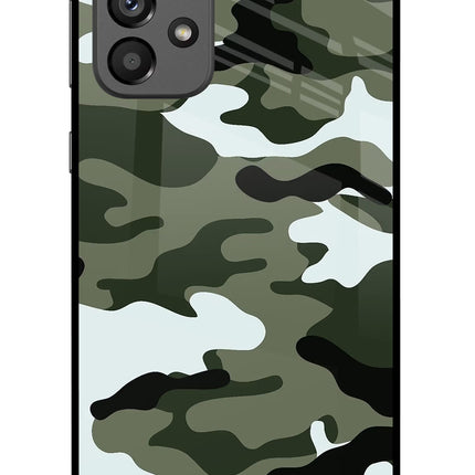 Camouflage Samsung A73 5G Glass Case Back Cover by Casekaro