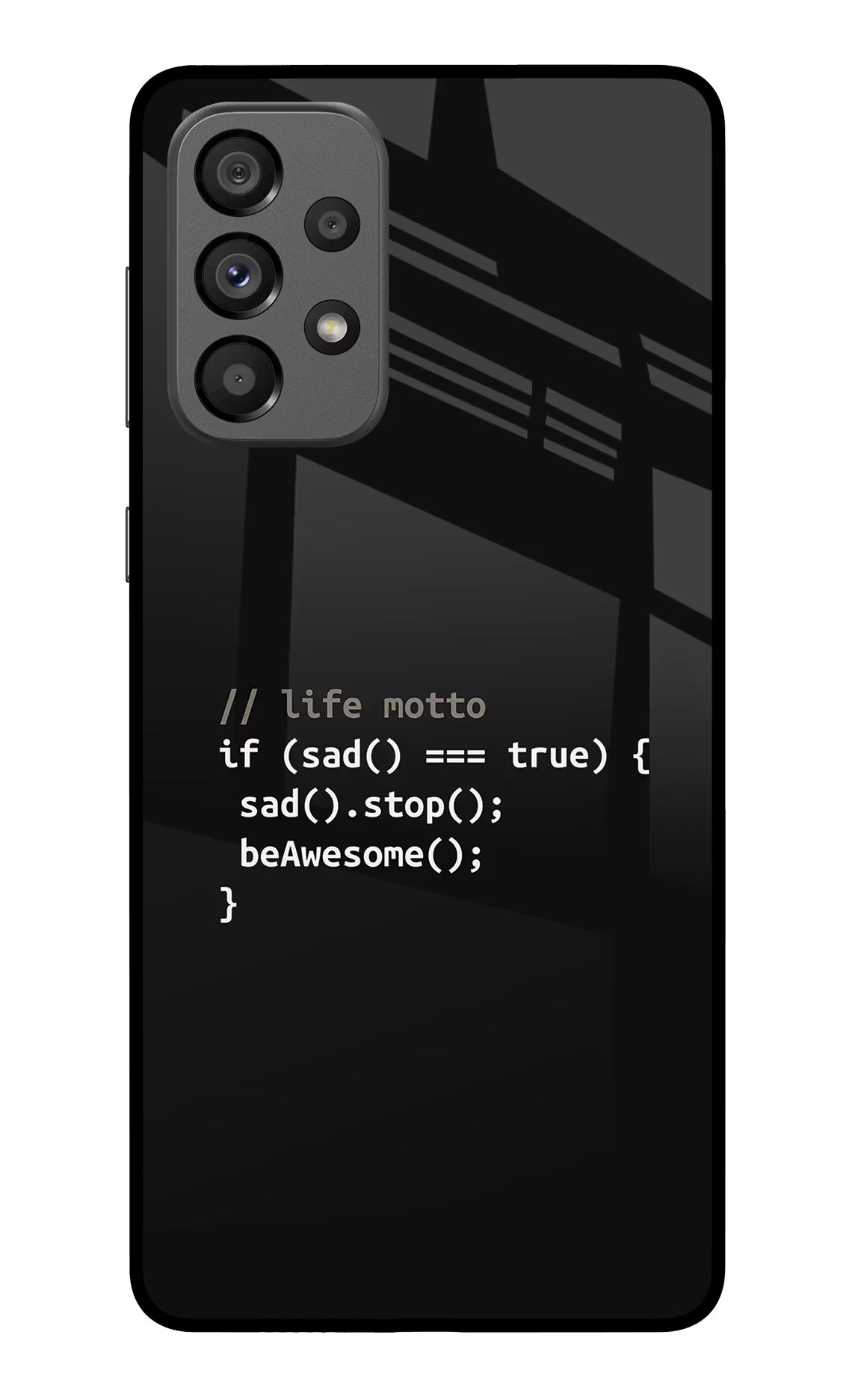 Life Motto Code Samsung A73 5G Glass Case Back Cover by Casekaro