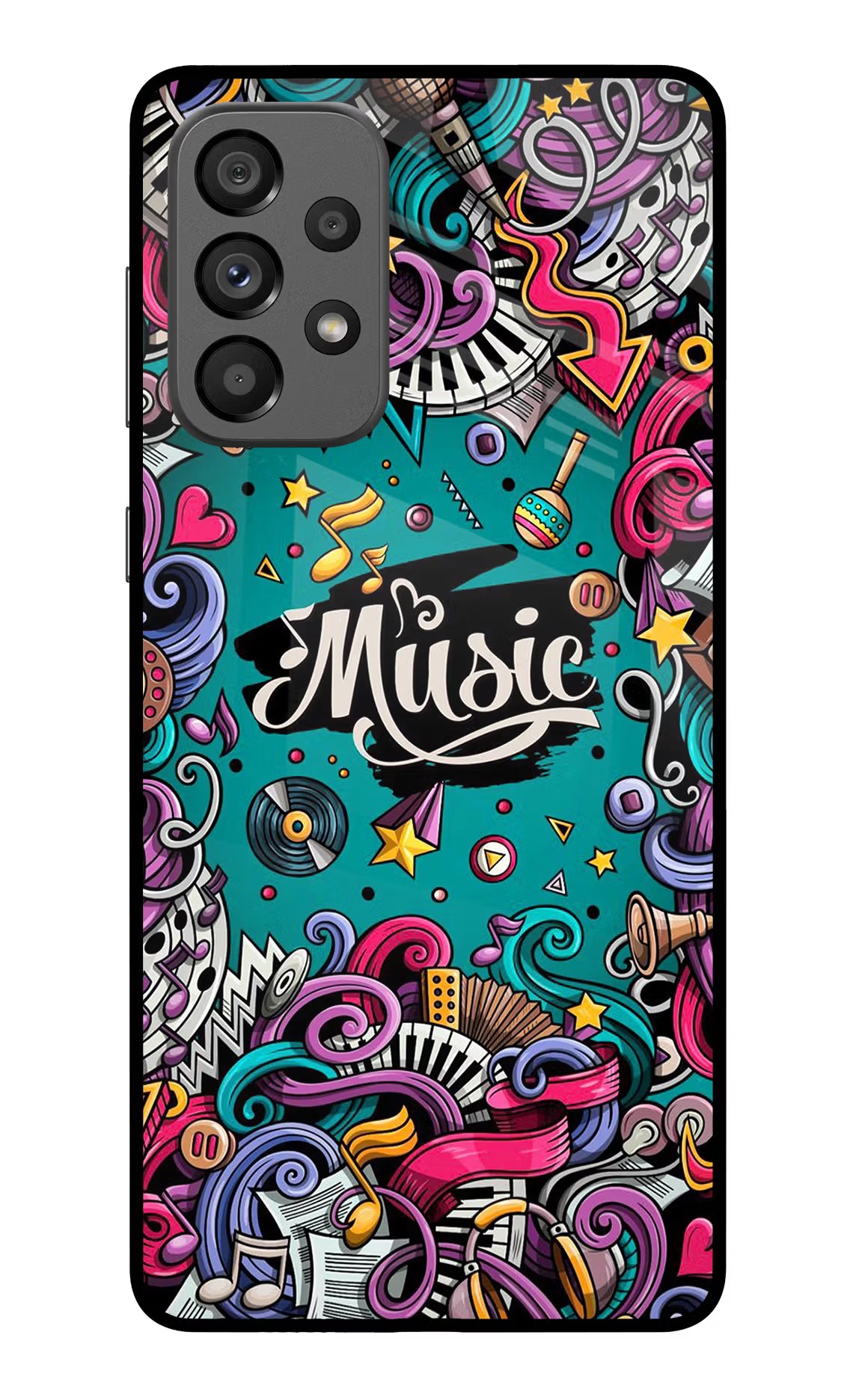 Music Graffiti Samsung A73 5G Glass Case Back Cover by Casekaro