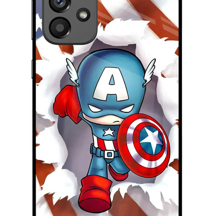 Captain America Samsung A73 5G Glass Case Back Cover by Casekaro