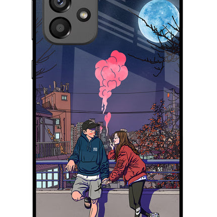 Chilling Couple Samsung A73 5G Glass Case Back Cover by Casekaro
