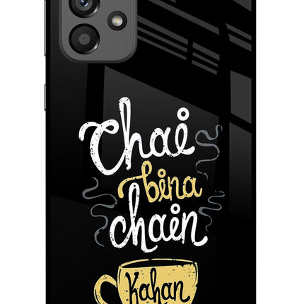 Chai Bina Chain Kaha Re Samsung A73 5G Glass Case Back Cover by Casekaro