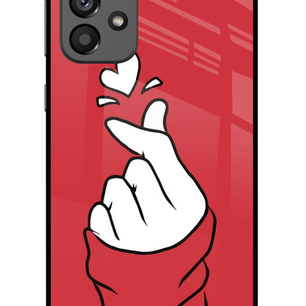 Korean Love Sign Samsung A73 5G Glass Case Back Cover by Casekaro