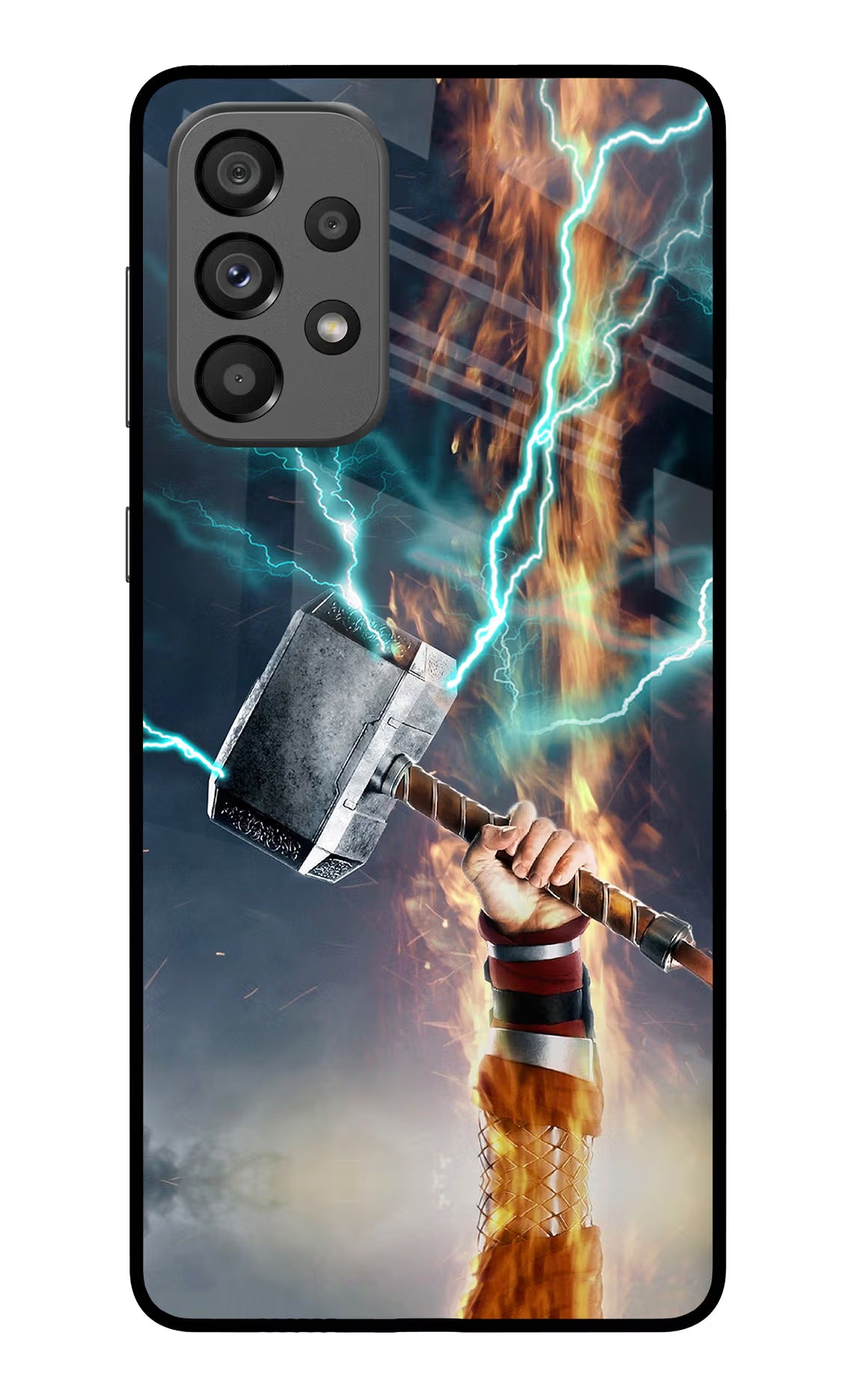 Thor Hammer Mjolnir Samsung A73 5G Glass Case Back Cover by Casekaro