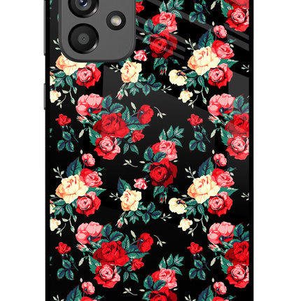 Rose Pattern Samsung A73 5G Glass Case Back Cover by Casekaro