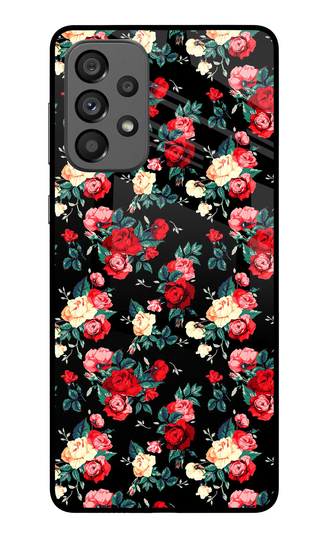 Rose Pattern Samsung A73 5G Glass Case Back Cover by Casekaro