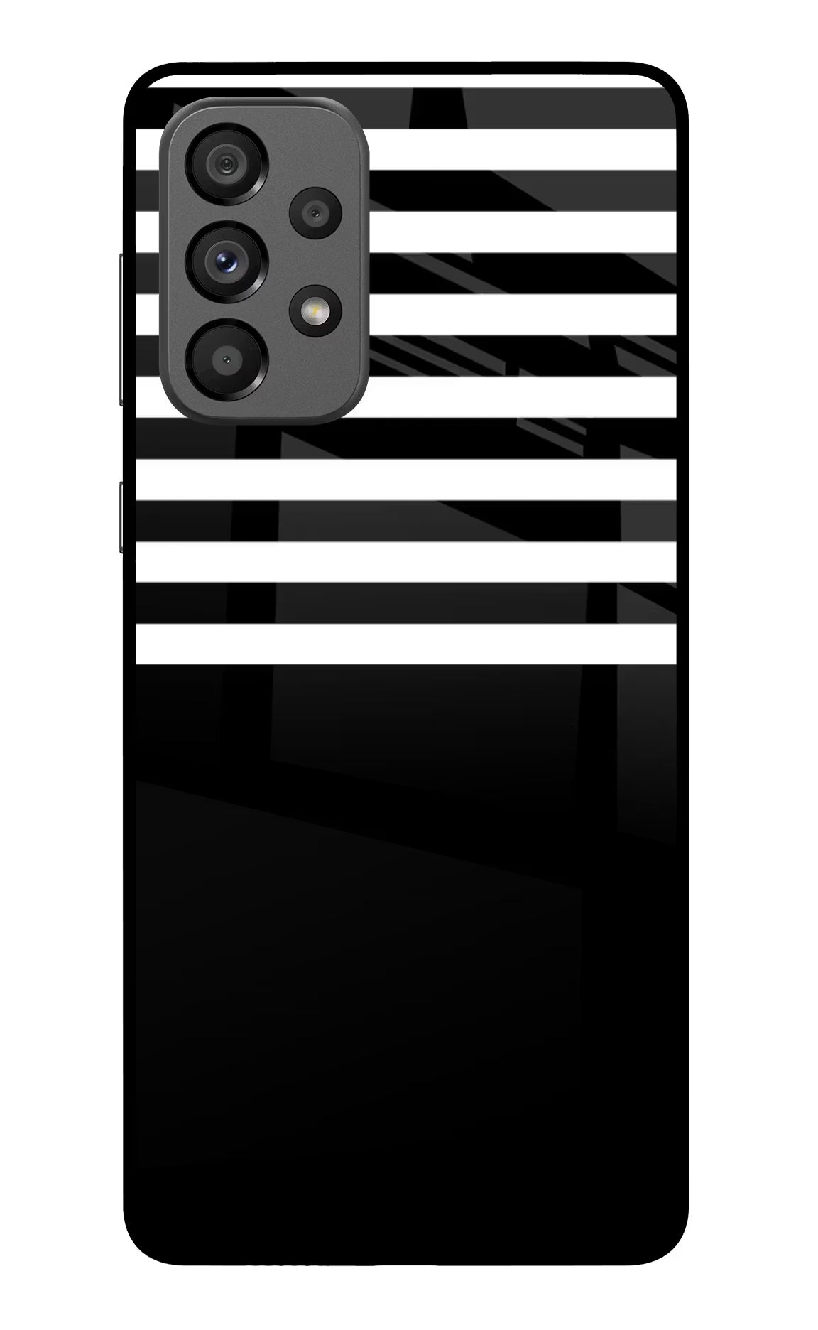 Black and White Print Samsung A73 5G Glass Case Back Cover by Casekaro