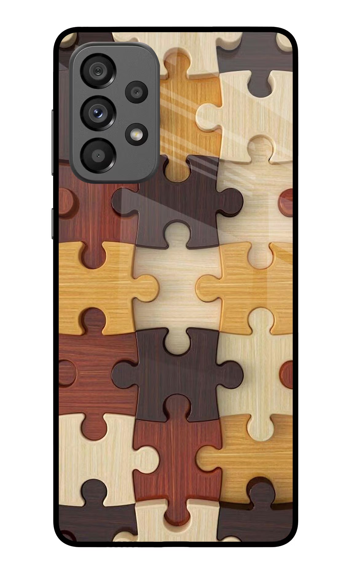 Wooden Puzzle Samsung A73 5G Glass Case Back Cover by Casekaro