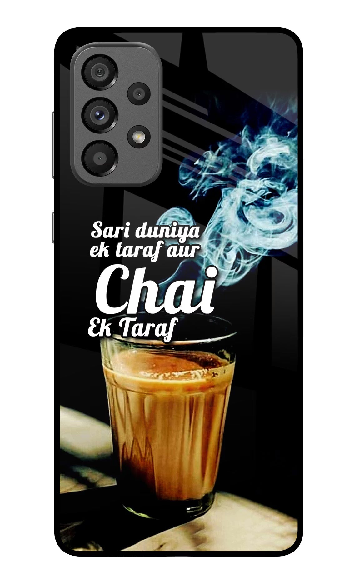 Chai Ek Taraf Quote Samsung A73 5G Glass Case Back Cover by Casekaro