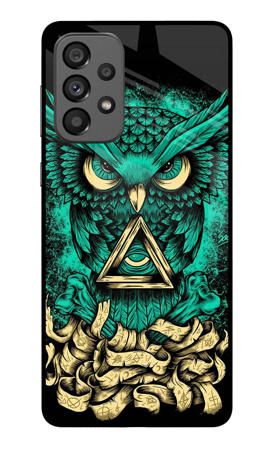 Green Owl Samsung A73 5G Glass Case