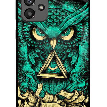 Green Owl Samsung A73 5G Glass Case Back Cover by Casekaro