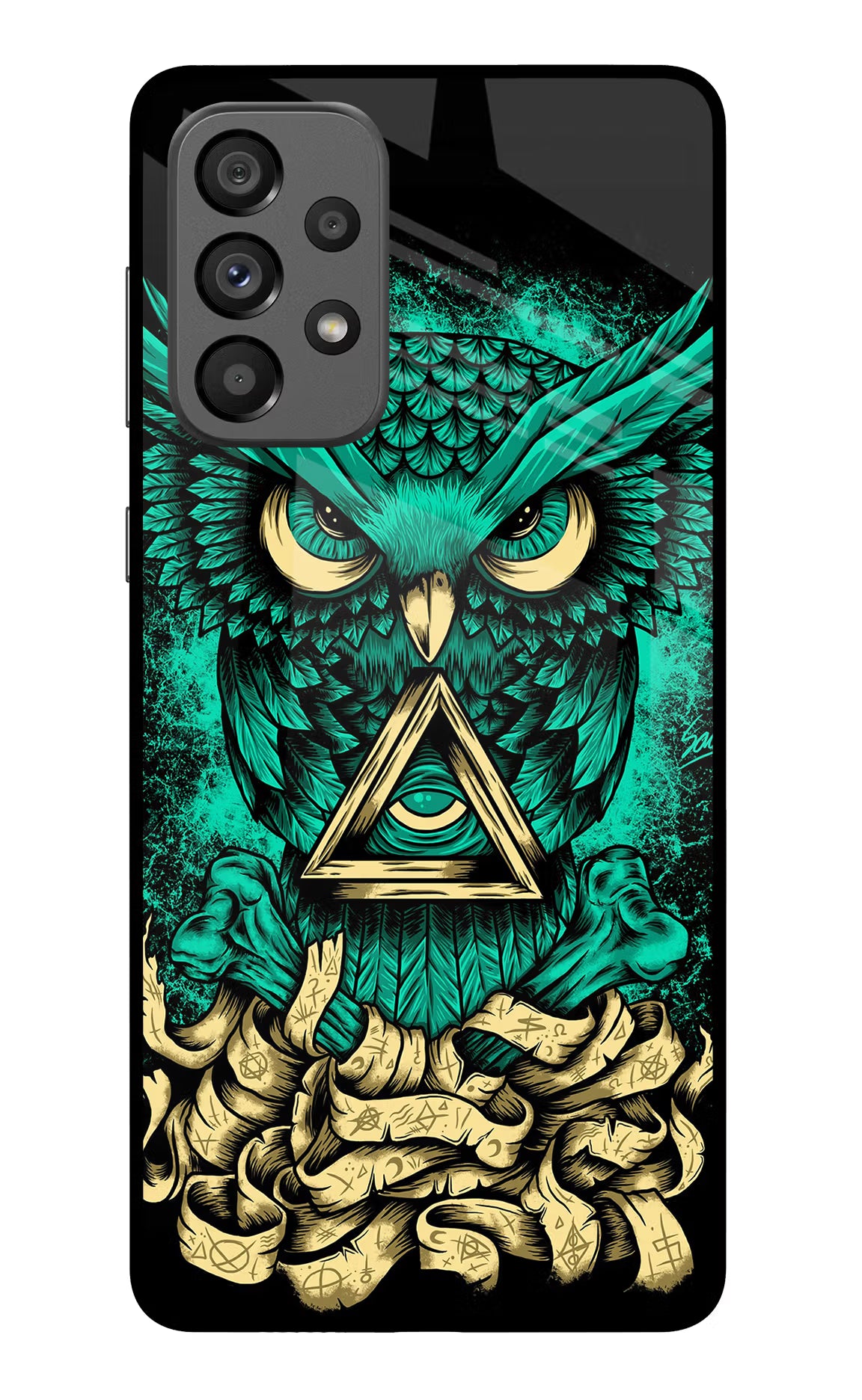 Green Owl Samsung A73 5G Glass Case Back Cover by Casekaro
