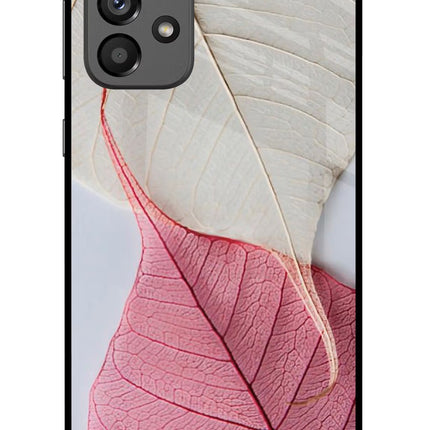 White Pink Leaf Samsung A73 5G Glass Case Back Cover by Casekaro
