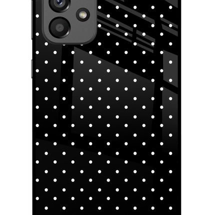 White Dots Samsung A73 5G Glass Case Back Cover by Casekaro
