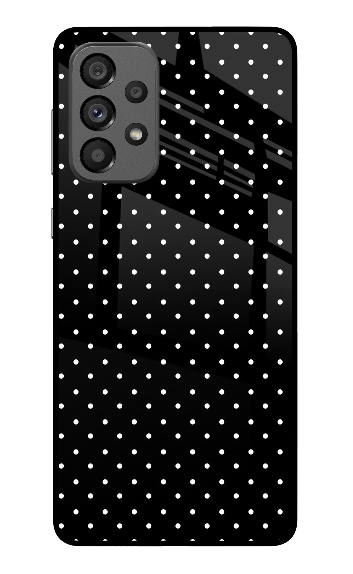 White Dots Samsung A73 5G Glass Case Back Cover by Casekaro
