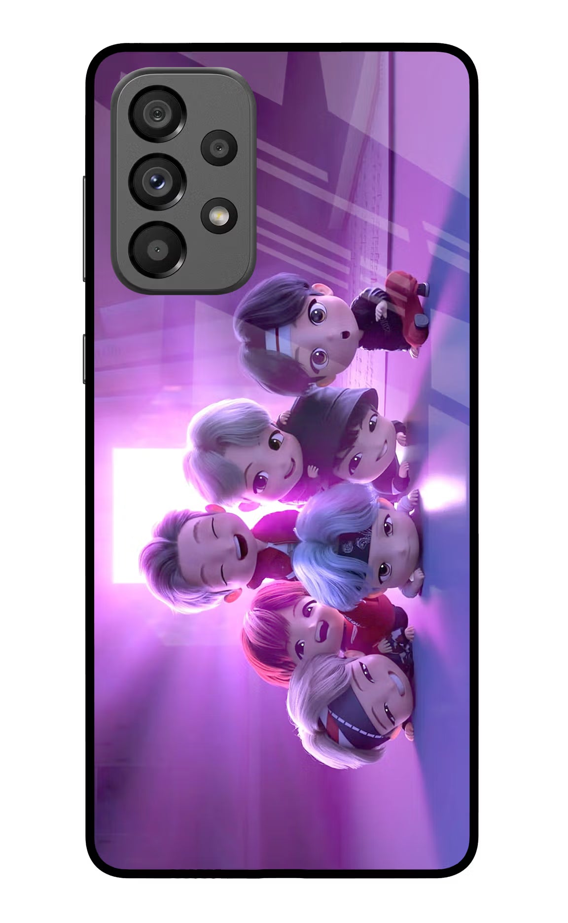 BTS Chibi Samsung A73 5G Glass Case Back Cover by Casekaro