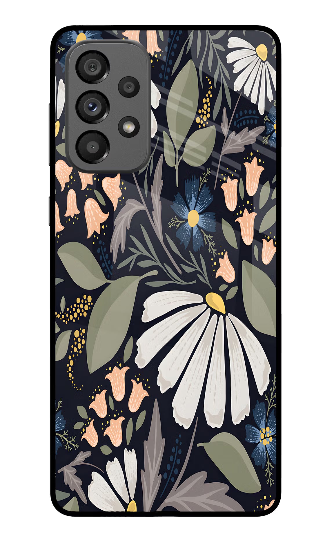 Flowers Art Samsung A73 5G Glass Case Back Cover by Casekaro