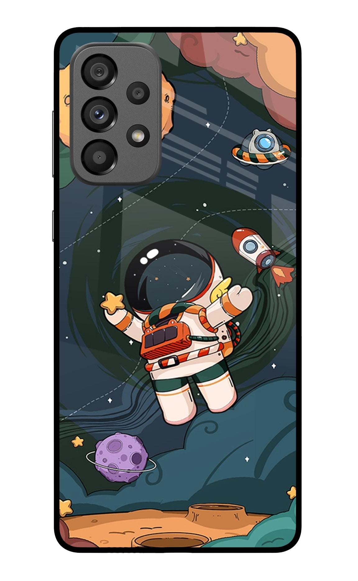 Cartoon Astronaut Samsung A73 5G Glass Case