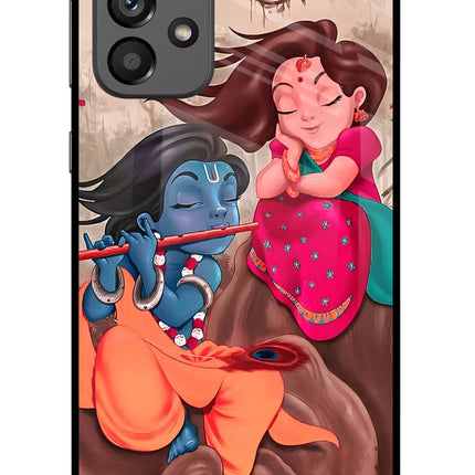 Radhe Krishna Samsung A73 5G Glass Case Back Cover by Casekaro