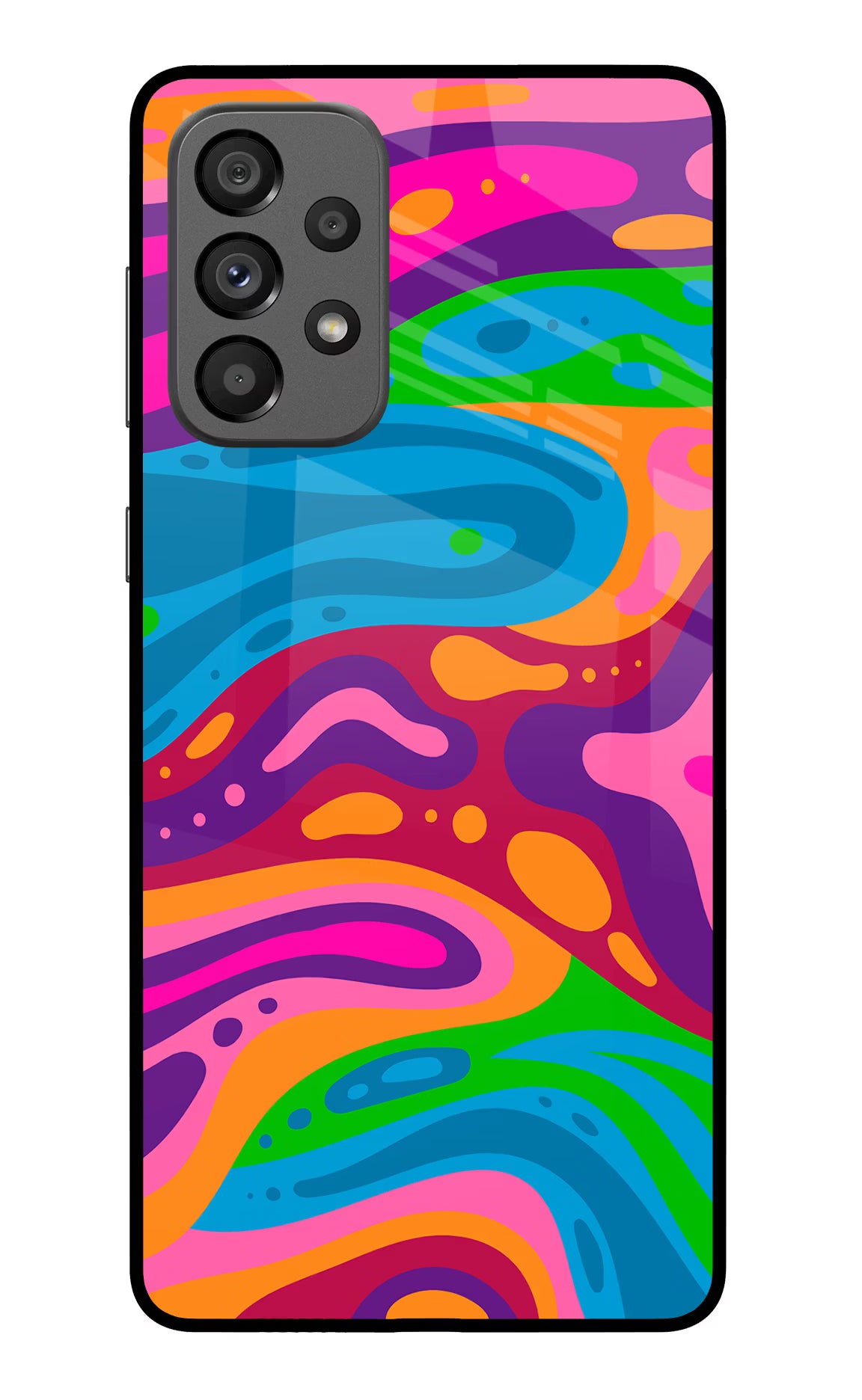 Trippy Pattern Samsung A73 5G Glass Case Back Cover by Casekaro