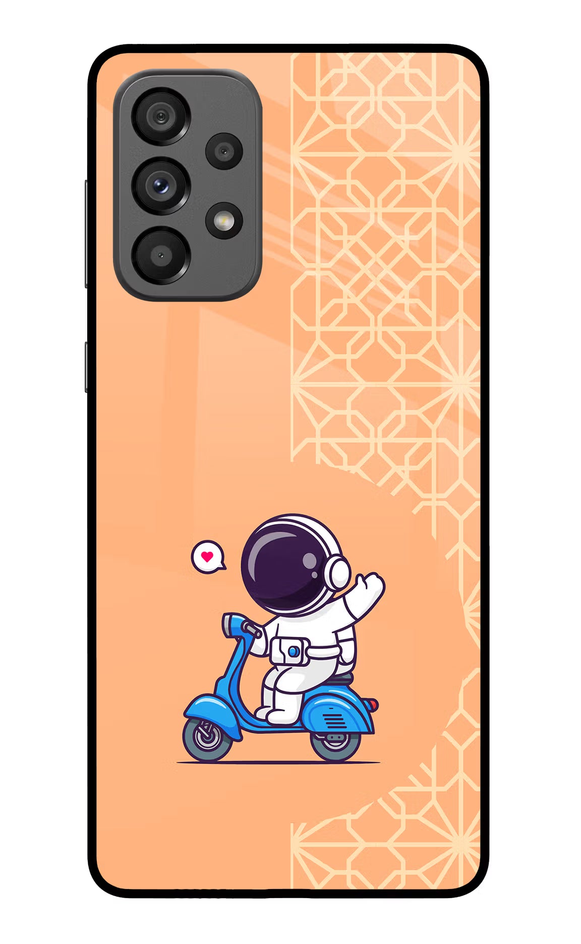 Cute Astronaut Riding Samsung A73 5G Glass Case Back Cover by Casekaro