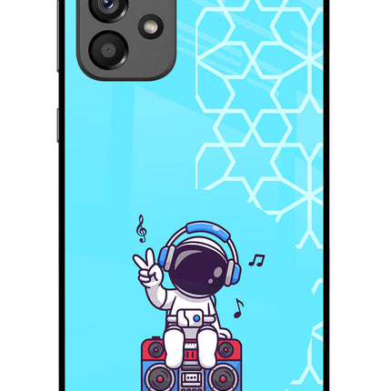 Cute Astronaut Chilling Samsung A73 5G Glass Case